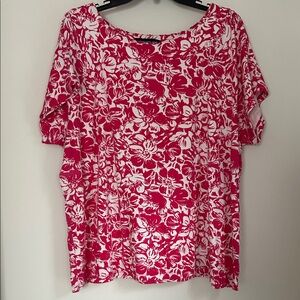 Jones New York Pink and White Floral Blouse